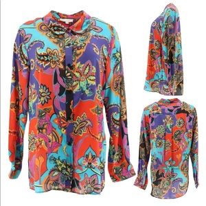 DG2 Diane Gilman Signature Silk Blend Top Sz 8-10 Medium Bright Paisley 697-872